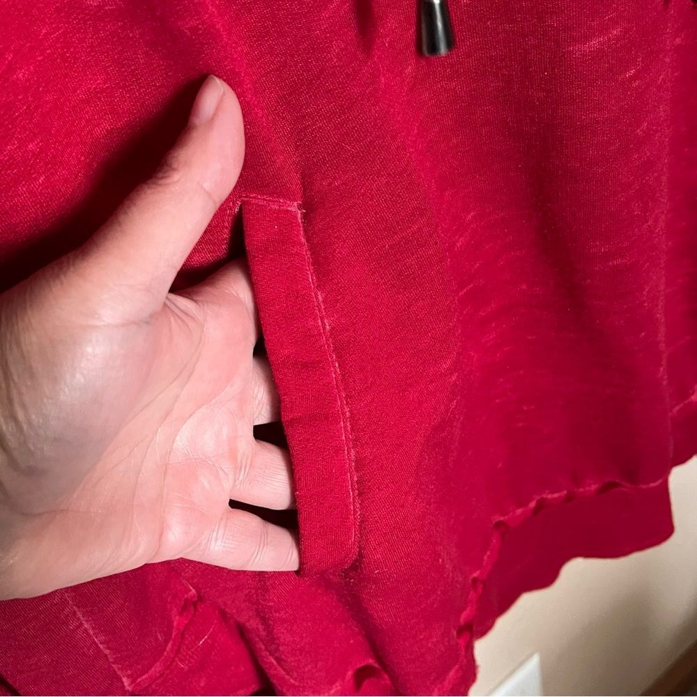 French Laundry Sweatshirt Project Red Long Sleeve Thin Hooded T-Shirt Size 1X - Picture 7 of 12